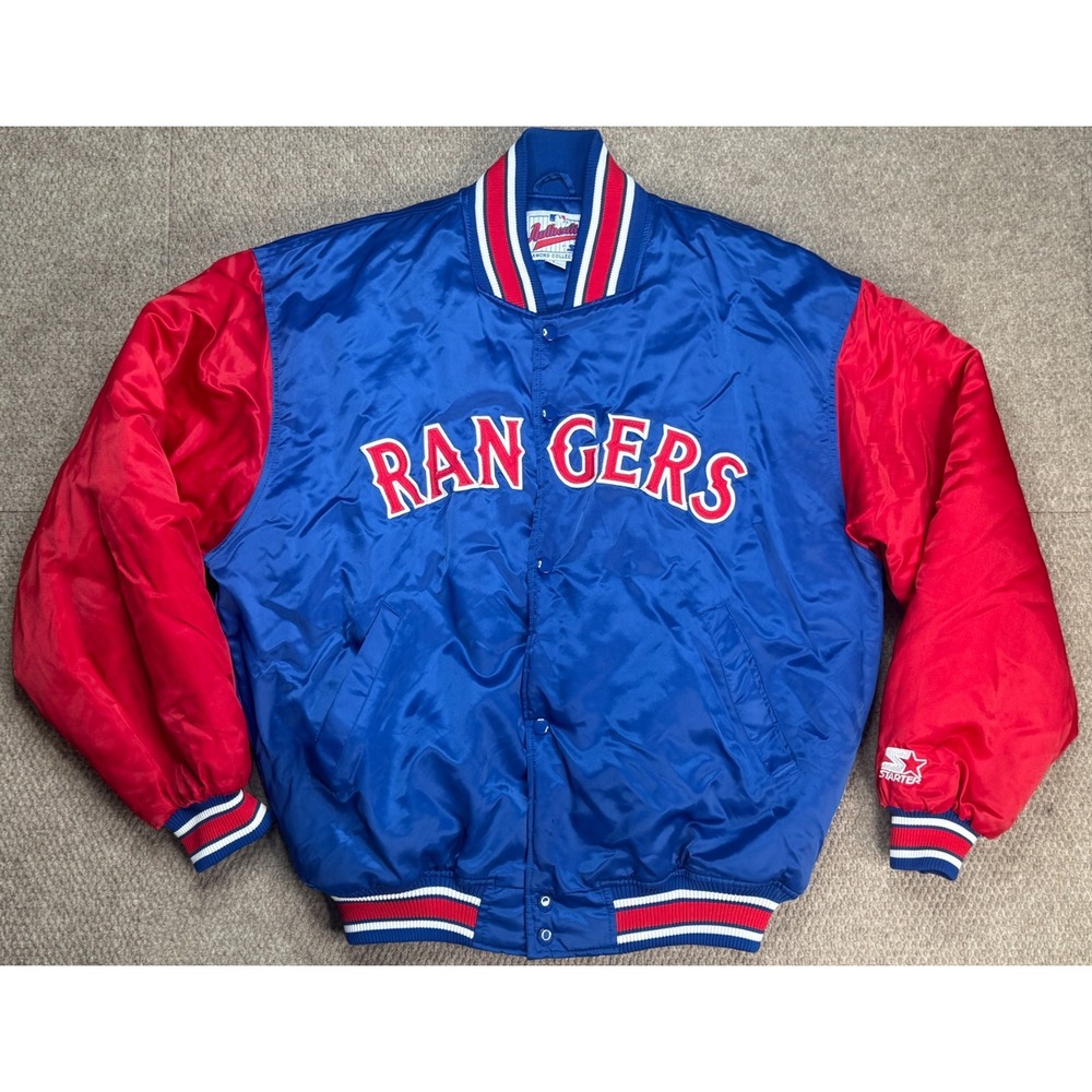 Starter Diamond Collection Vtg MLB Texas Rangers Embroidered Satin Jacket Size L